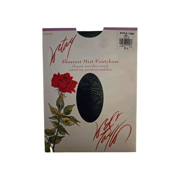 Vintage Lord & Taylor Style 1700  Lycra Sheer Mist Pantyhose Size B in Navy Hose - Picture 1 of 4